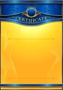 An elegant blank form for creating certificates. With blue accents on a gold background.