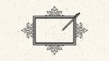 Elegant Blank Frame with Ornate Details and Pencil on Textured Background Royalty Free Stock Photo