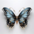 Elegant Blue And Gold Butterfly Sculptural Surrealism Jewelry