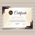 Elegant blue and gold diploma certificate template. Royalty Free Stock Photo