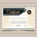 Elegant blue and gold diploma certificate template. Royalty Free Stock Photo