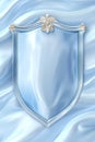 Elegant Blue and Silver Shield on Silk Background, Concept for Security, Protection, Insurance Royalty Free Stock Photo
