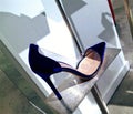 Elegant blue suede stiletto Royalty Free Stock Photo