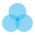 Elegant blue venn diagram with three overlapping circle sections creating a soft clover shape vector infographic for Royalty Free Stock Photo