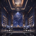 Elegant Boardroom with Lapis Lazuli and Gold Marble Design Royalty Free Stock Photo