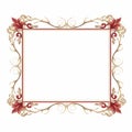 Ornate Gold And Red Decorative Frame With Delicate Ink Lines Royalty Free Stock Photo