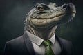 Portrait of a Crocodile Dressed in a Formal Business Suit, The Elegant Boss Crocodile, created with generative AI Royalty Free Stock Photo