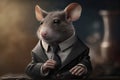 Portrait of a Mouse Dressed in a Formal Business Suit, The Elegant Boss Mouse, created with generative AI