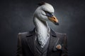 Portrait of a Swan Dressed in a Formal Business Suit, The Elegant Boss Swan, created with generative AI