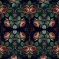 Elegant botanical background with flowers, leaves. Baroque floral old fashioned seamless wallpaper.