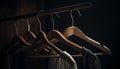 In the elegant boutique, a variety of shirts hang in rows generated by AI