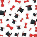 elegant bowties and tophats accessories pattern Royalty Free Stock Photo