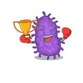 An elegant boxing winner of bacteria bacilli mascot design style