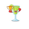 An elegant boxing winner of margarita cocktail caricature design concept