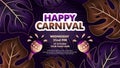 brazilian carnival flyer template with golden, dark purple and brown design