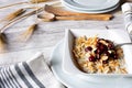 Elegant breakfast bowl with healthy porridge Royalty Free Stock Photo