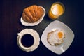 Elegant breakfast concept seen from above, coffee