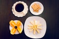 Elegant breakfast concept seen from above, coffee