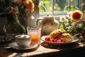 Elegant Breakfast Spread: Chic Morning Delights. Generative AI