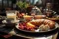 Elegant Breakfast Spread: Chic Morning Delights. Generative AI