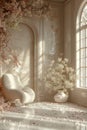 Elegant bridal suite with soft lighting and delicate decor3D render Royalty Free Stock Photo