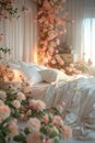 Elegant bridal suite with soft lighting and delicate decor3D render Royalty Free Stock Photo