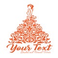 Elegant Bridal Wear Boutique Logo. Wedding Gown Dress Fashion Design Vector Illustration Royalty Free Stock Photo