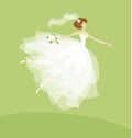 Elegant bride in white dress concept.