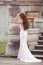 Elegant bride woman wedding portrait, vogue style photo. Fashion