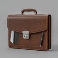 Elegant Brown Leather Briefcase with Combination Lock Royalty Free Stock Photo