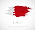 Elegant brush stroke flag for independence day of Bahrain