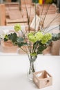 Elegant bunch of flowers on white table