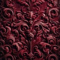 Elegant Burgundy Damask Wallpaper Design, AI Generated Royalty Free Stock Photo