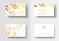 Elegant business cards with marble texture and gold detail vector template, banner or invitation with golden foil Royalty Free Stock Photo