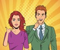 Elegant business couple pop art style characters Royalty Free Stock Photo