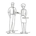 elegant business couple worker avatars characters