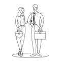 elegant business couple worker avatars characters