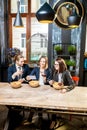 Business people during the dinner in the restaurant Royalty Free Stock Photo