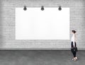 Elegant business woman looking at banner. Royalty Free Stock Photo