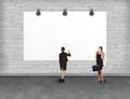 Elegant business woman looking at banner. Royalty Free Stock Photo