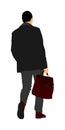 Elegant businessman go to work vector illustration. Handsome man in suite with suitcase. Man walking. Young yuppie lawyer. Royalty Free Stock Photo