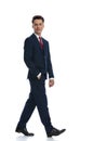 businessman walking and giving a big smile Royalty Free Stock Photo