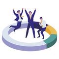 elegant businessmen celebrating in infographic ring