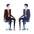 elegant businessmen workers seated in office chairs