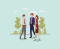 Elegant businesspeople walking in the park Royalty Free Stock Photo