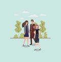 Elegant businesspeople walking in the park Royalty Free Stock Photo