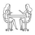 elegant businesswomen in table working