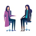 elegant businesswomen workers in office chairs