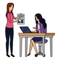 elegant businesswomen working with laptop