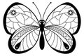 Elegant butterfly with ornate wings. Black moth silhouette